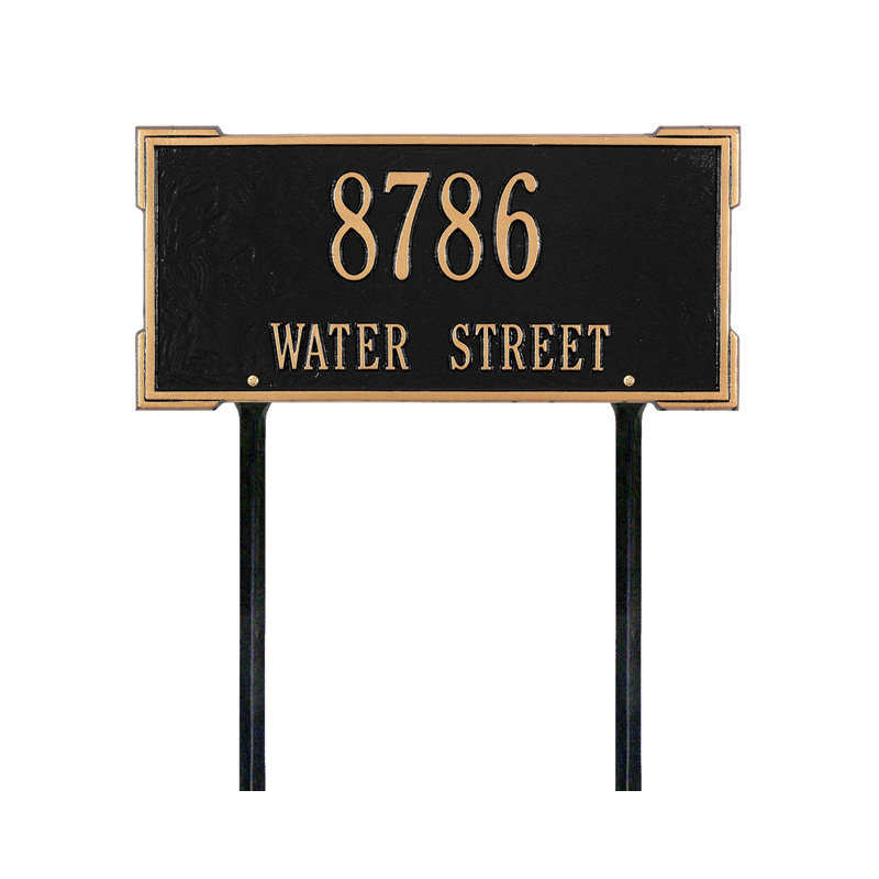 Plaque d'adresse sur 2 lignes Roanoke, Noir et or, Oui