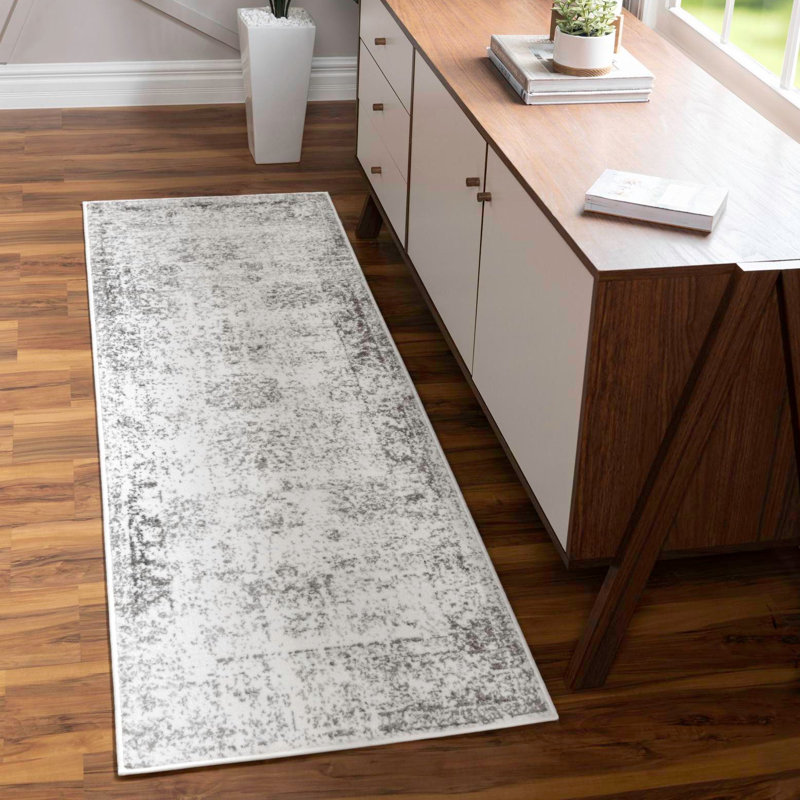 Tapis gris à motif floral Brandt, Non, Grey, Runner 2' x 6'1"