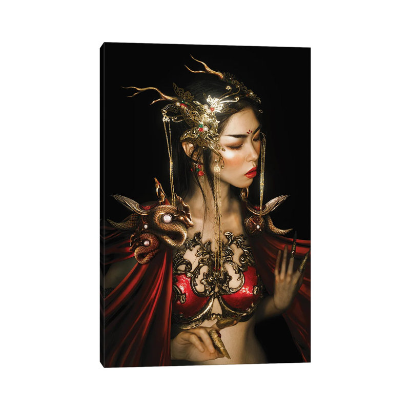 Red Dragon by Lillian Liu - Print on Canvas, Wrapped Canvas, 30.48cm H x 20.32cm W x 1.91cm D