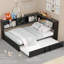 Lit de jour double en métal avec lit gigogne, armoires de rangement et ports USB, noir-435127088