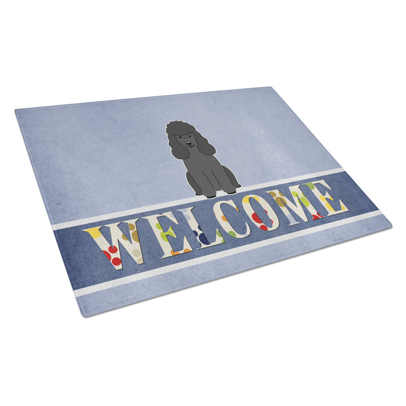 Planche à découper en verre trésors caniche caroline Welcome Dog, Noir