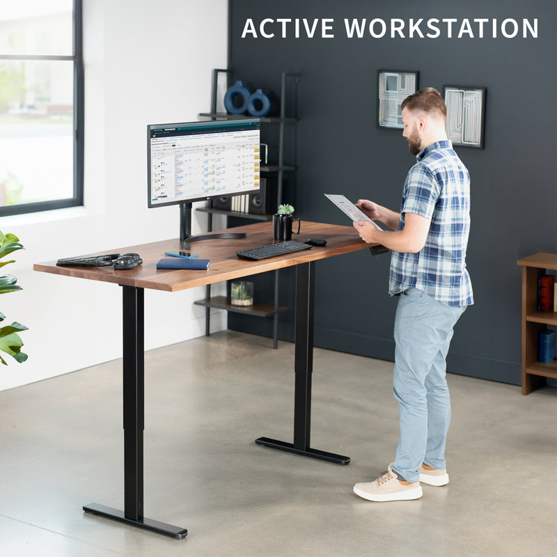 Adjustable Black Steel Electric Dual Motor Desk Frame