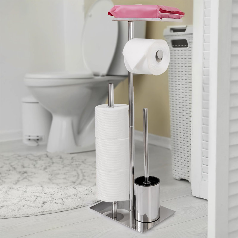 Free Standing Toilet Paper Holder, Silver