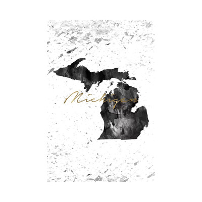 Michigan Black And White Gold - Print on Canvas