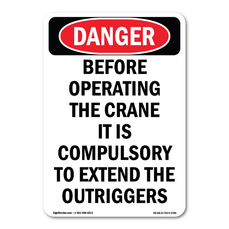 Portrait Before Operating Extend The Outriggers Decal Set of 10 5" X 3.5"