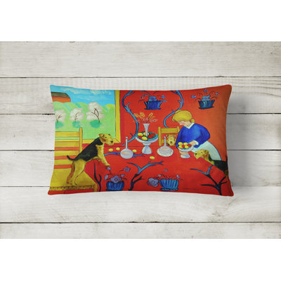 Airedale Outdoor Reversible Throw Pillow