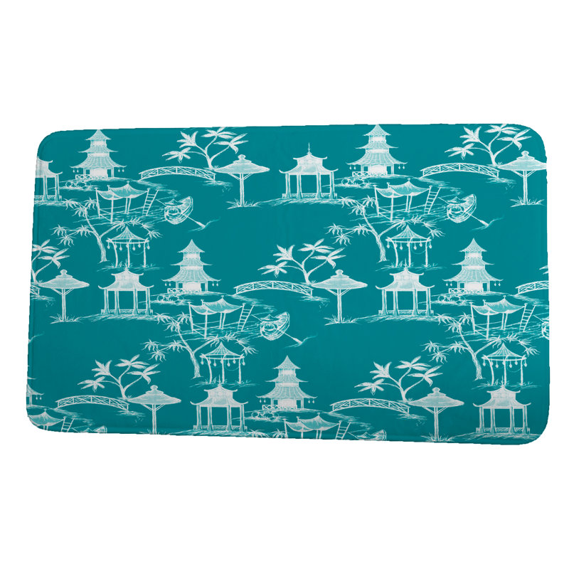 Amarchand Non-Slip Bath Mat, 17" W x 24" L, Blue