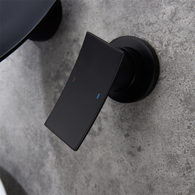 Wall Mount Widespread Bathroom Faucet, Matte Black