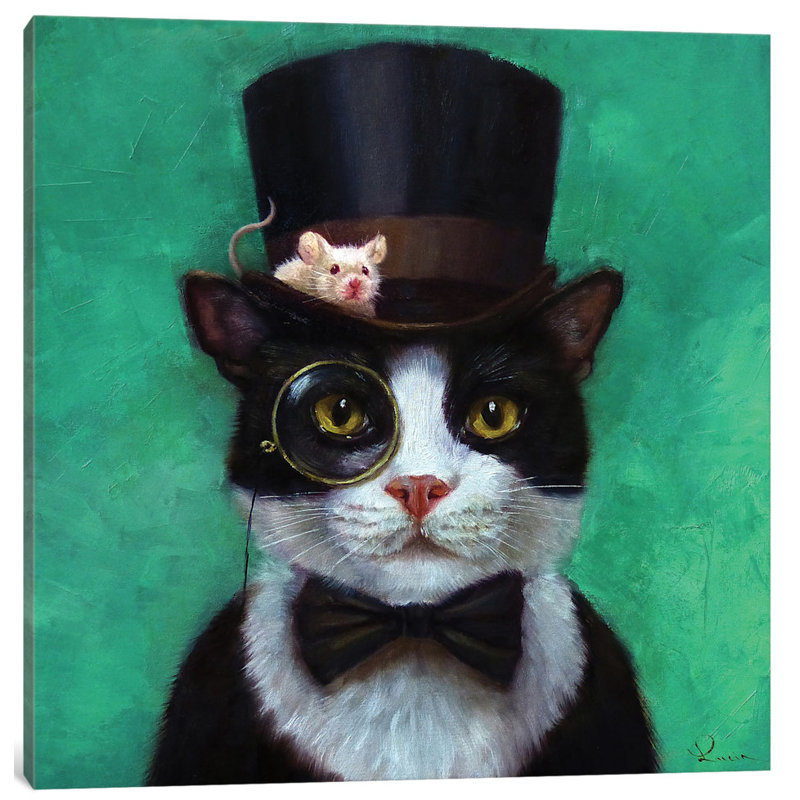 «Tuxedo Cat» par Lucia Heffernan, reproduction d'art sur toile tendue, H 18 po x l 18 po x P 1,5 po