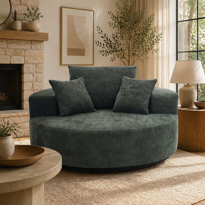 Fauteuil pivotant rond surdimensionné de 55 pouces avec rotation à 360 °