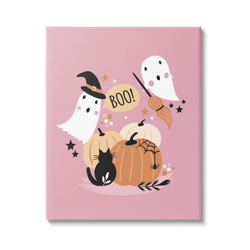 «Pink Boo Halloween Ghost», art mural par Louise Allen Designs, H 48 po x l 36 po x P 1,5 po