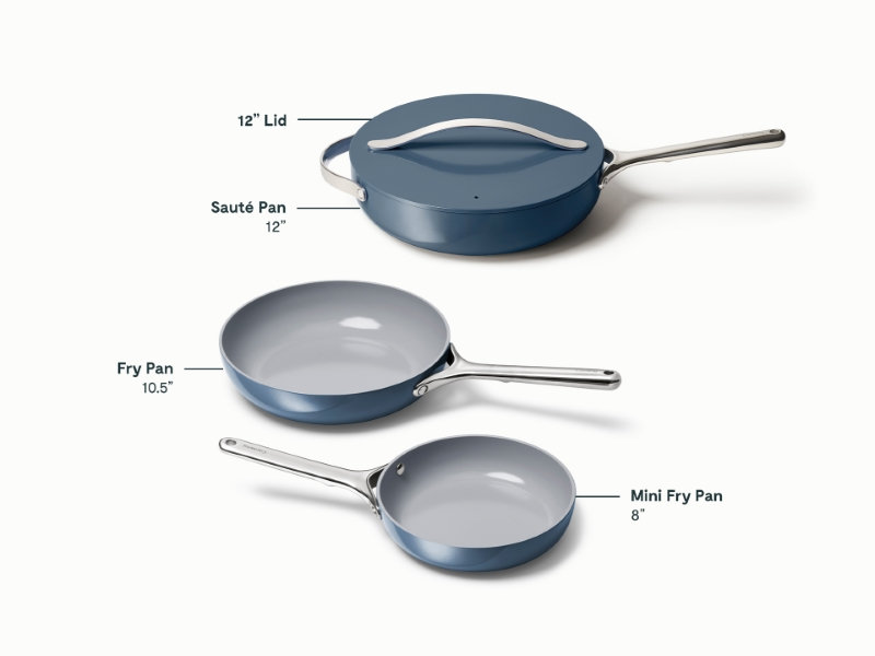 Caraway 3-Piece Frying Pan Set, Navy