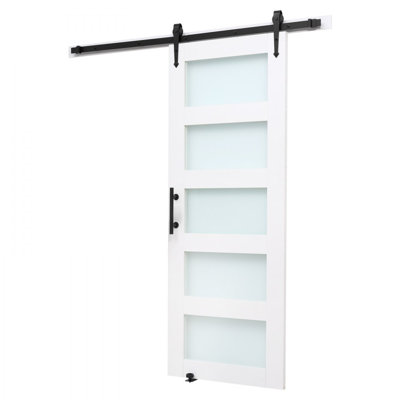 Sliding Barn Door with Hardware Kit 84 inch MDF Panel Frosted Glass