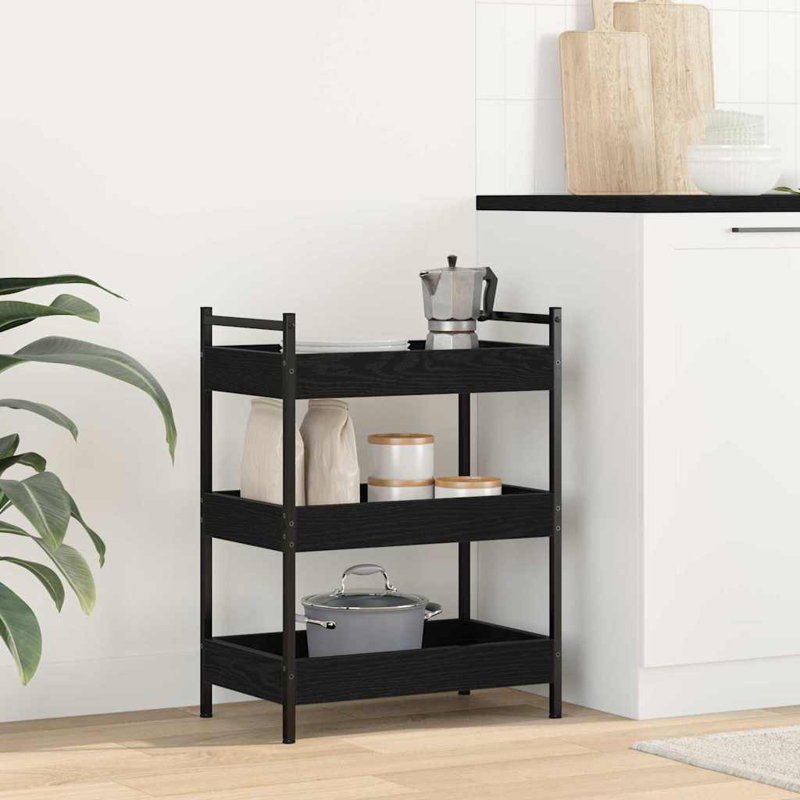 Kitchen Trolley 50 X 30 X 70 Cm Engineered Wood, Black Oak