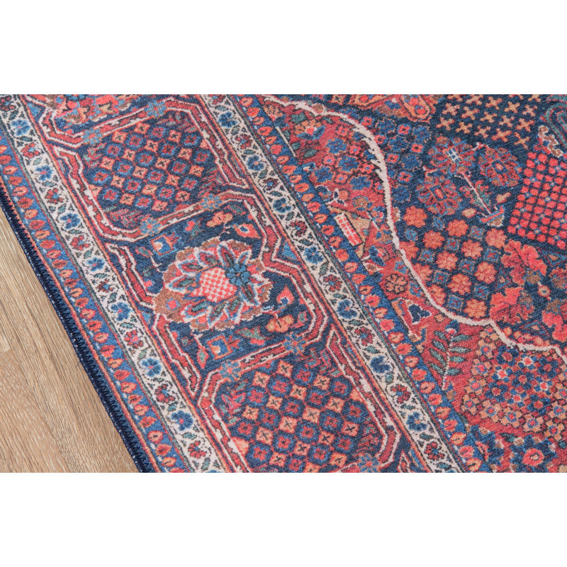 Tapis oriental rouge / bleu marine, Rectangle 7 pi 6 po x 9 pi 6 po