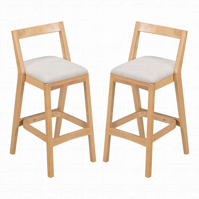 Tabouret en bois d'hévéa, Naturel