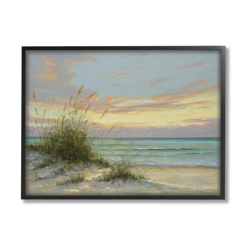 «Beach Grass Vivid Sunset», estampe numérique de Martin Figlinski, Giclée encadrée noir minuit, H 11 po x l 14 po x P 1,5 po