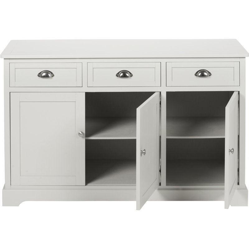 120 cm W Chest of 3 Drawers, Airy Linen/Silver