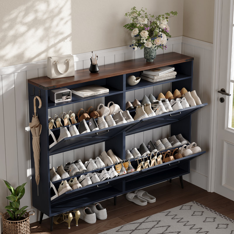 Armoire à chaussures 4 tiroirs Tomoye Farmhouse, Bleu