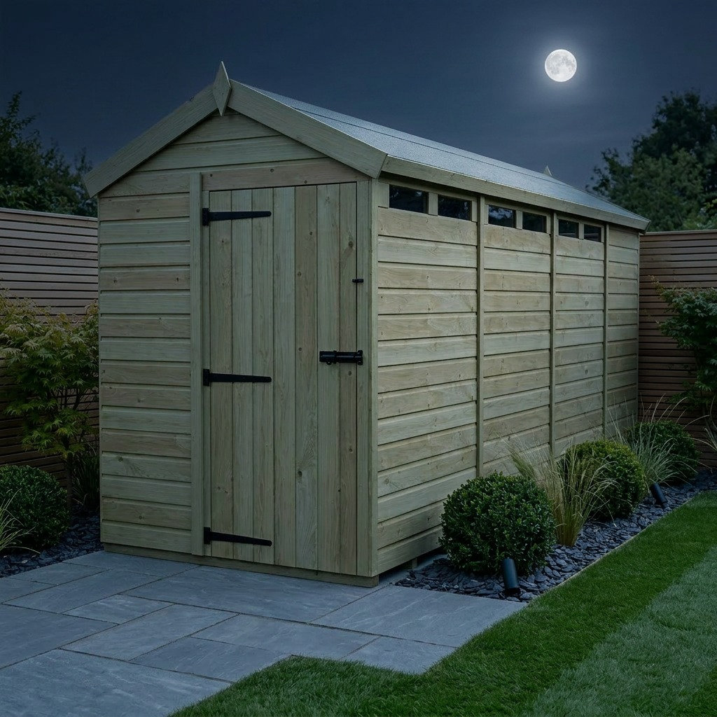 Total Sheds 5ft x 15ft Security Apex Shed - Heavy-Duty Hasp Staple Anti-Tamper - Pressure Treated Timber - UK Manufactured
