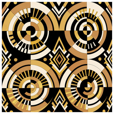 Art Deco Circles Quilted Bedspread All Sizes