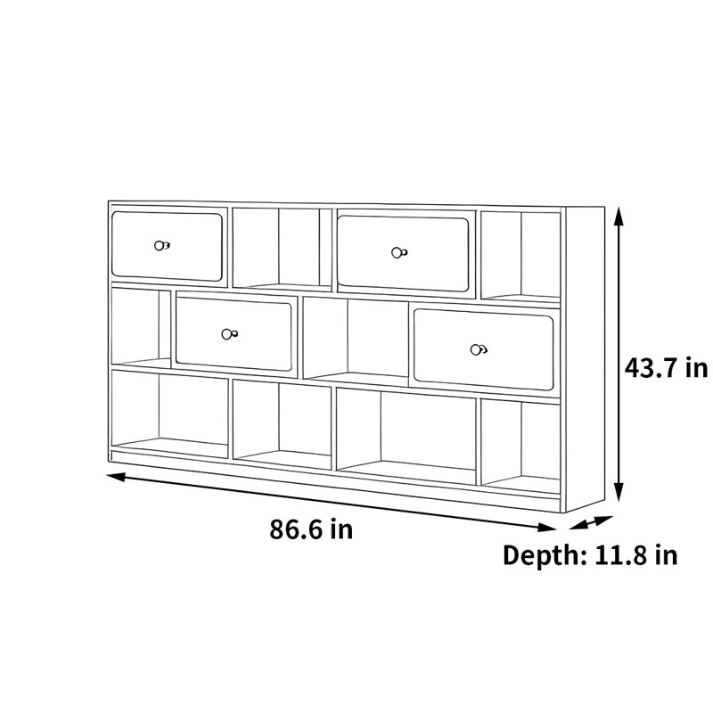 Patnaude, (3 Shelves) 43.7"H x 86.6"W x 11.8"D