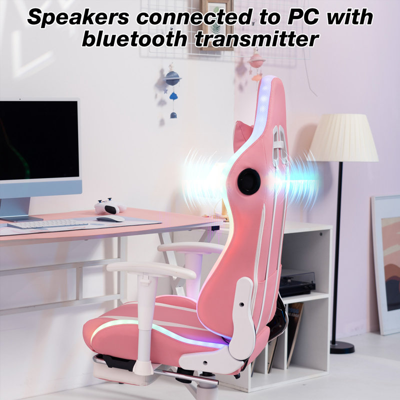 Hoffree Rocking Gaming Chair with Speakers Ergonomic Gamer Chair
