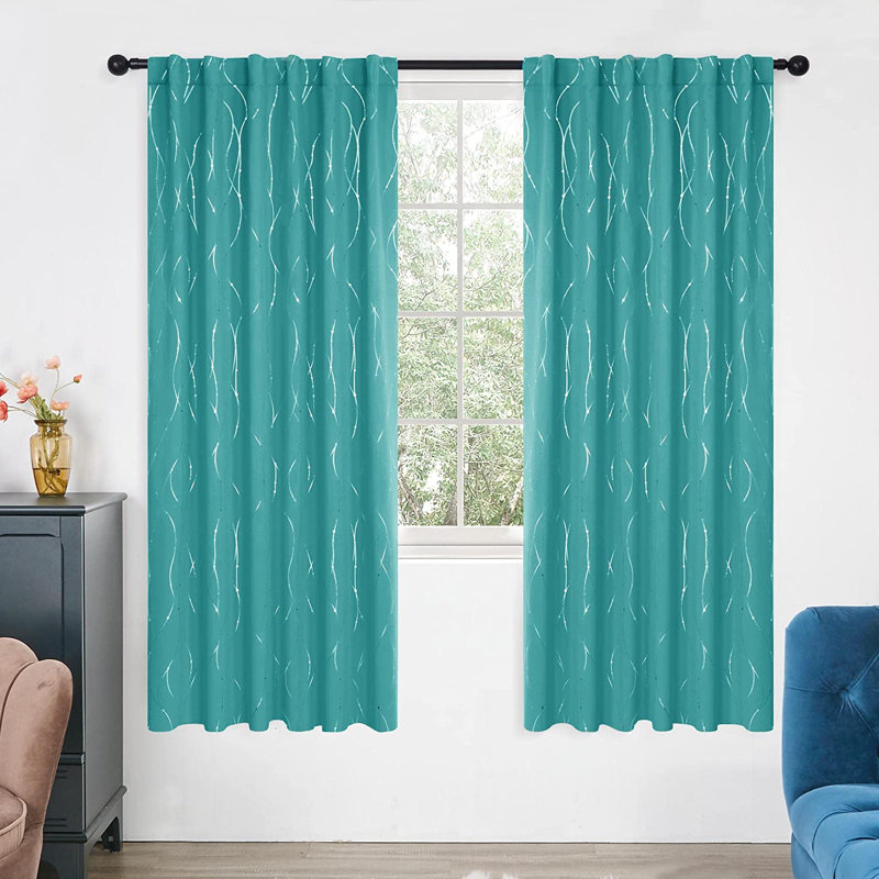 Deenie Room Darkening Curtain Pair, 52'' W x 45'' L, Turquoise