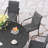 60" Patio dining set with Metal Round Dining Table and Stackable Armrest Dining Chairs-338579528