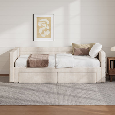 Formora Modern Chenille Extendable Daybed with Trundle
