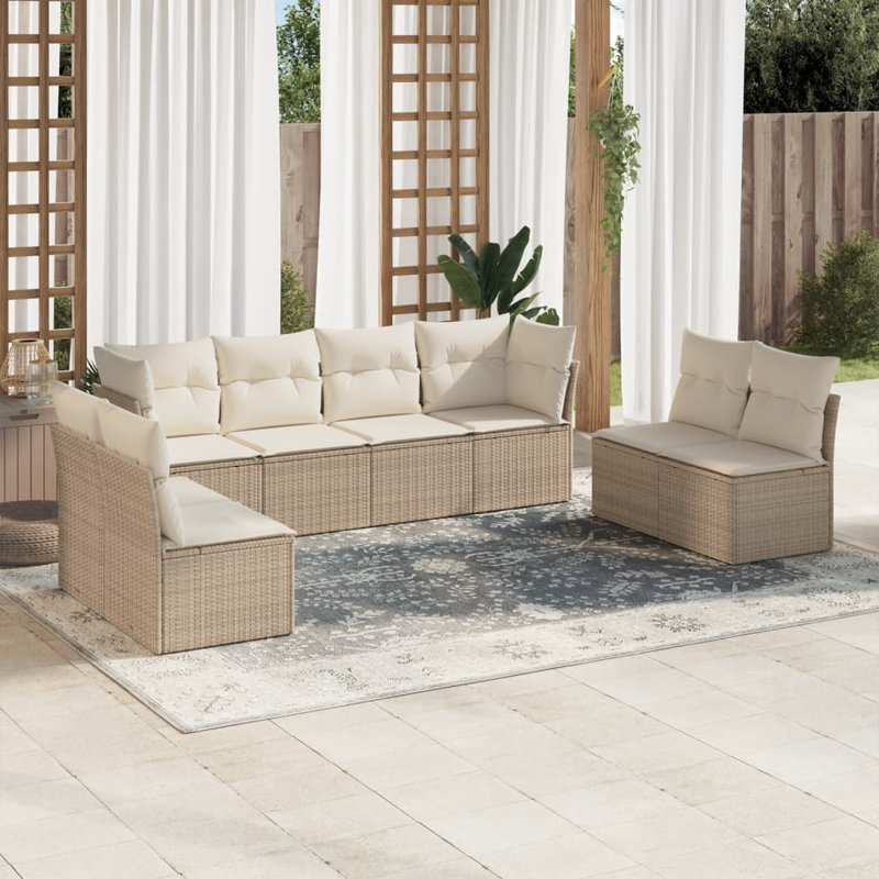 Ensemble de canapé de jardin, Gris clair, Beige