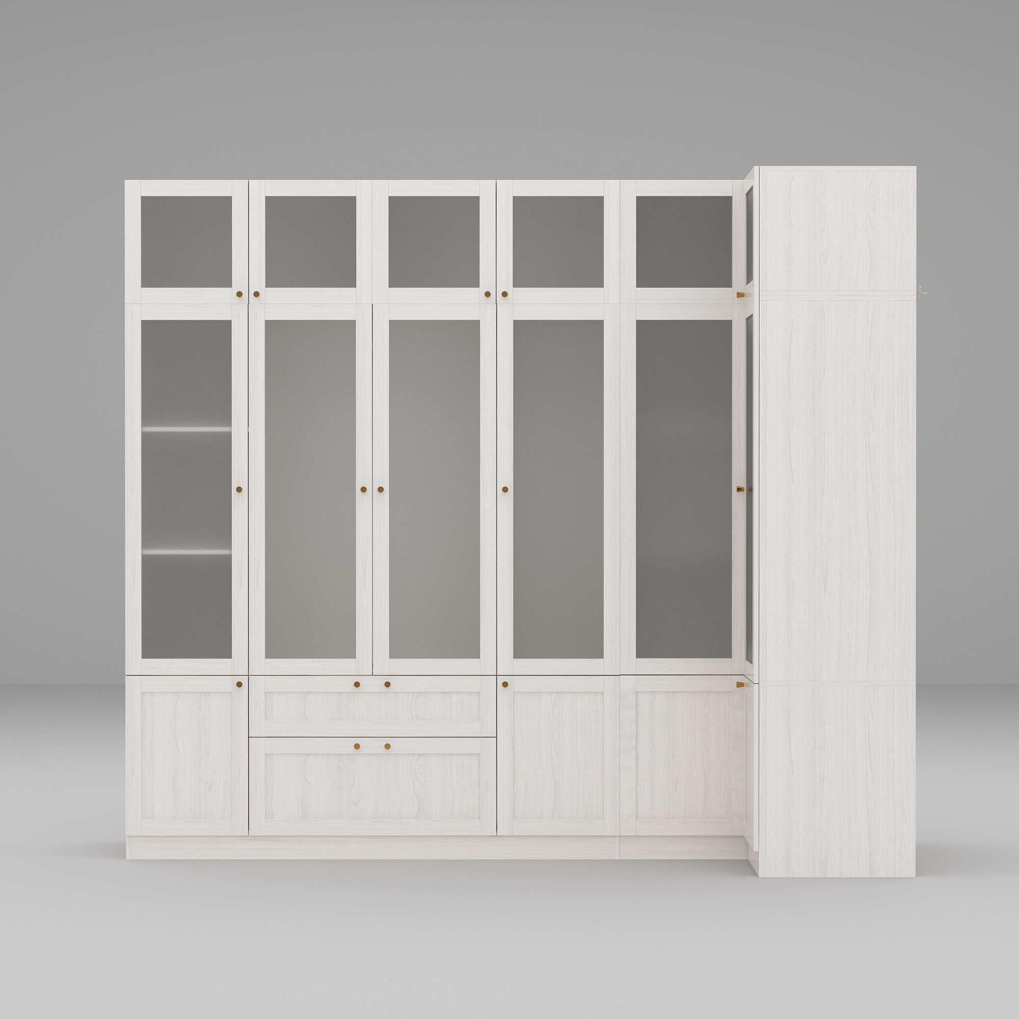 Hokku Designs Elegant Corner Wardrobe With Frosted Glass Doors, Ample