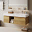 Meuble-lavabo mural simple 47,6 po avec 2 tiroirs flottants modernes en bois massif-1277092657-1297176549-1297176548