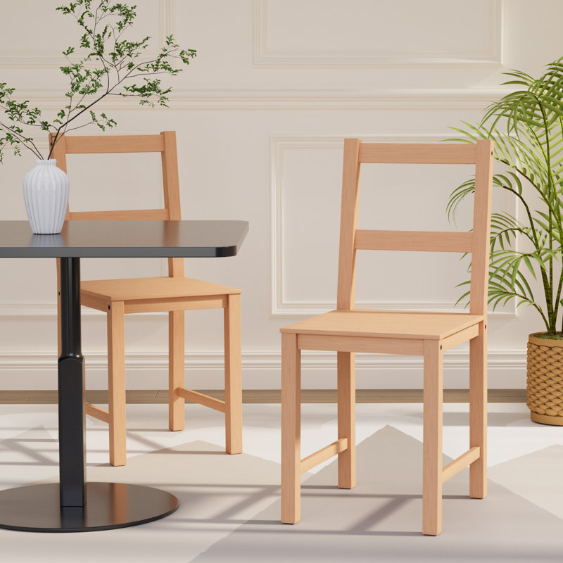 Chaise d'appoint en bois massif Antwanae, chaise de salle à manger de ferme, chaise de cuisine, Naturel