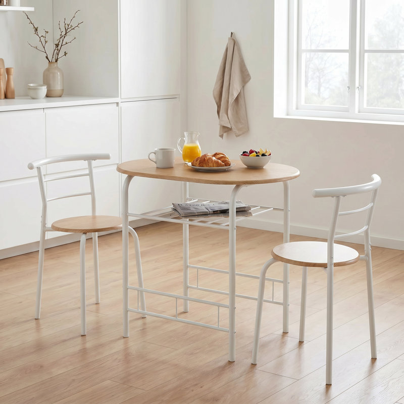 Lennon 2-Person Dining Set, White/Oak