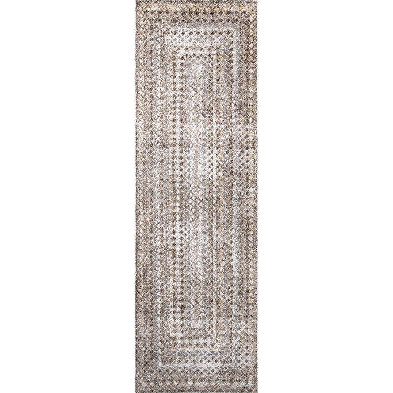 Tapis de couloir géométrique lavable à la machine pour le salon Eckhart, Tapis de couloir 2 pi 6 po x 8 pi