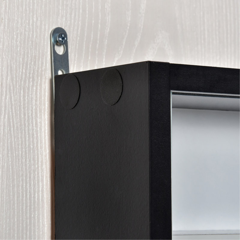 Vitrine à 5 niveaux, vitrine en verre avec 2 portes et tablettes réglables, fixation murale, noir, blanc