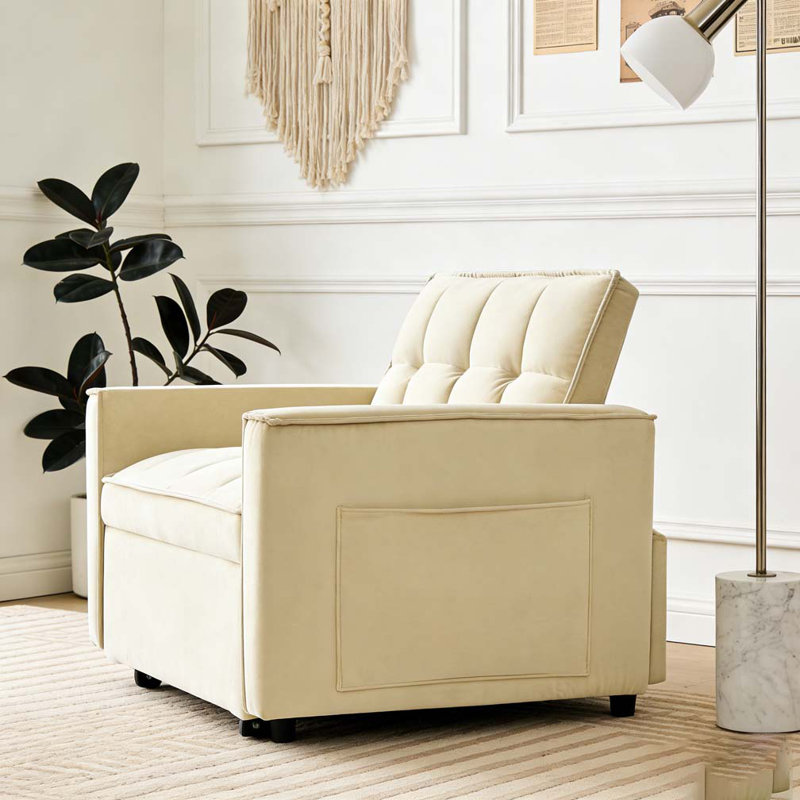Sofa bed chair 3 in 1 convertible, Creamy White