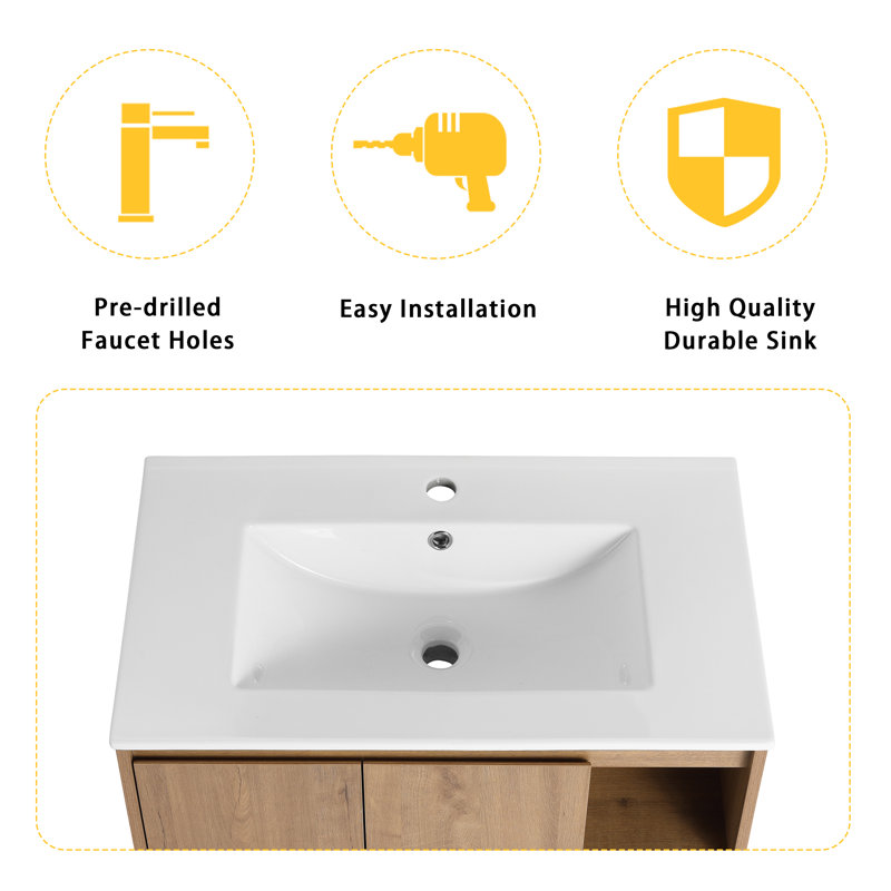 Henriko 30'' Single Bathroom Vanity with Ceramic Top