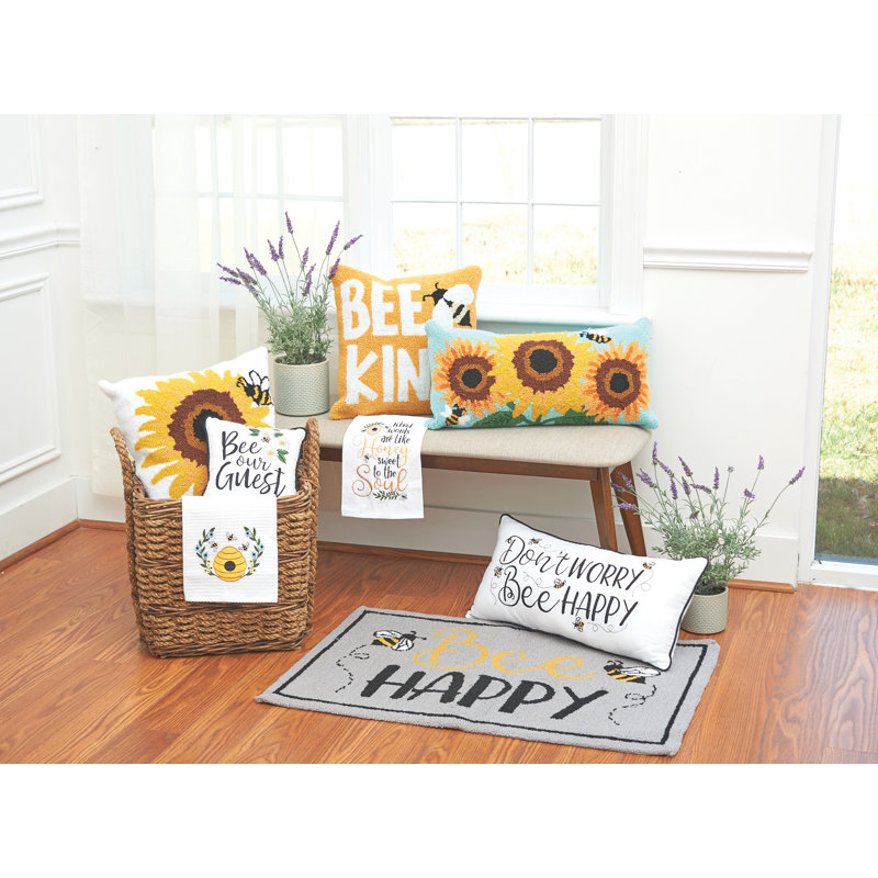 Bee Our Guest Embroidered Throw Pillow