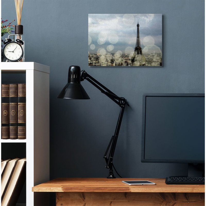 «Eiffel Tower Paris City Landscape Photo», impression sur toile, H 16 po x l 20 po x P 1,5 po, Toile tendue