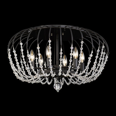 Voliere Semi-Flush Ceiling Light - 24.25"W - Matte Black