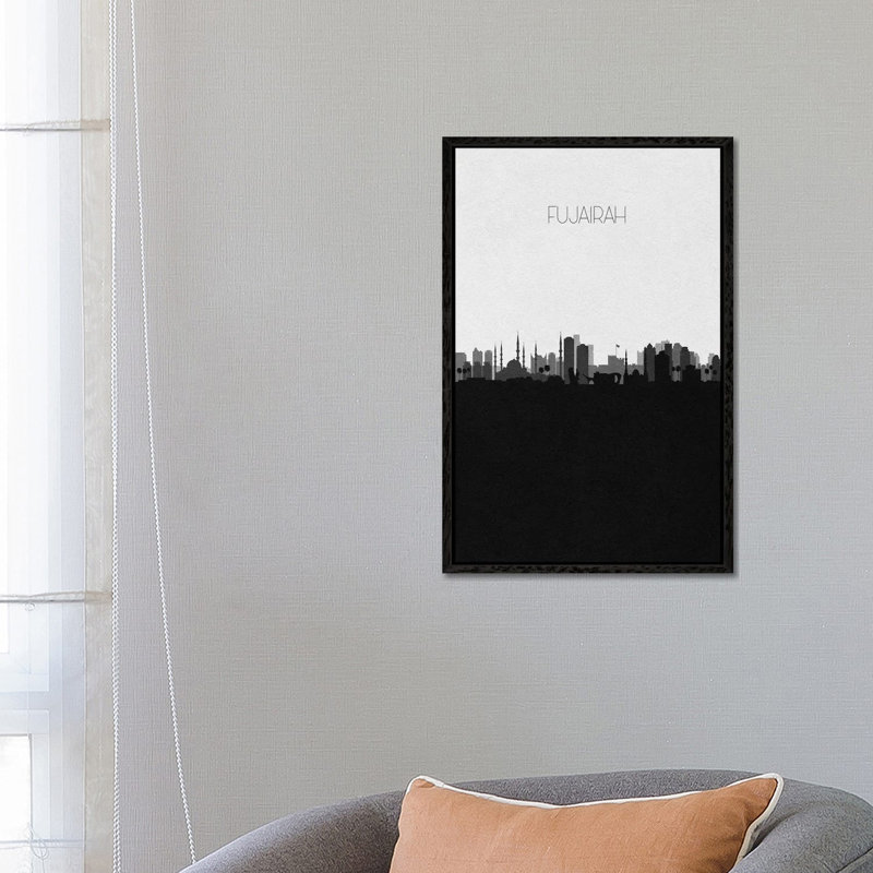 Fujairah, Uae City Skyline by Ayse Deniz Akerman - Print on Canvas, 66.04 cm H x 45.72 cm W, Black Framed Canvas
