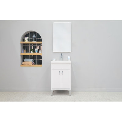 Meuble-lavabo blanc 20 "avec lavabo en porcelaine intégré Eterna