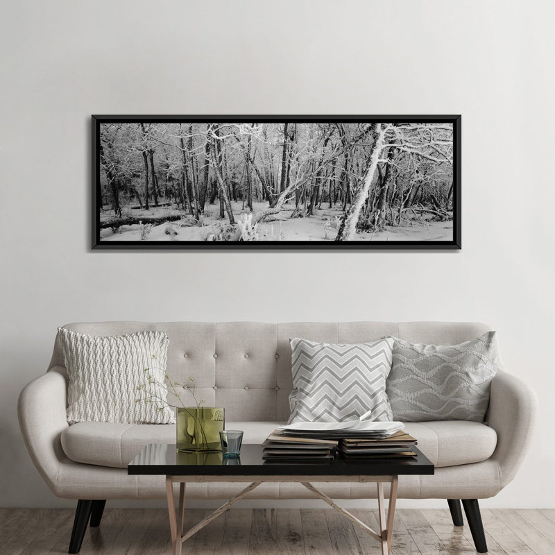 Reproduction de photo sur toile panoramique couverte d'arbres dans une forêt, Alberta, Canada, H 12 po x l 36 po x P 1,5 po