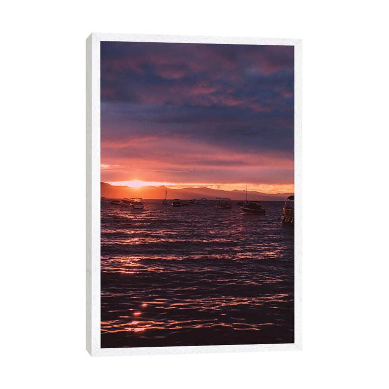 Lake Tahoe Sunset by Bethany Young - Print on Canvas, White Framed, 101.6cm H x 66.04cm W x 3.81cm D