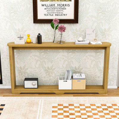 Table d'appoint moderne en bois avec motif ondulé - table de couloir étroite
