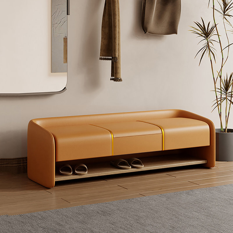 39.4in Shoe Changing Stool Shoe Storage Stool, Orange