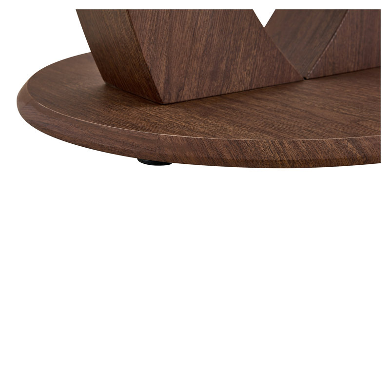 Table de salle à manger ronde en verre de 99 cm (39 po) avec piètement incurvé en bois réglable, conception à pied central modulable 2 en 1, plateau en verre trempé, MDF finition noyer, 4 couverts