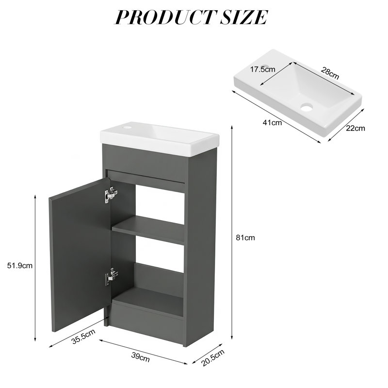 Aishwarya 60 W cm Free-Standing Under-Sink Bathroom Cabinet with U-Shaped Cutout, Grey